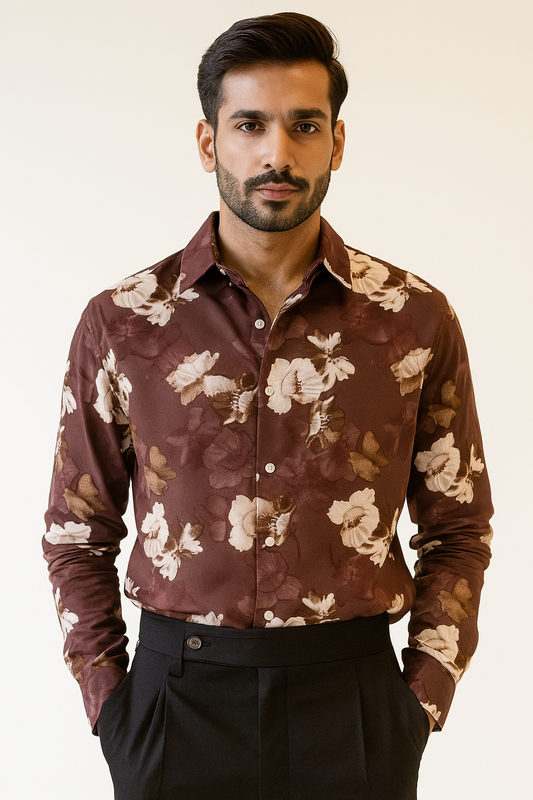 DIGITAL PRINT FLORAL MAHOGANY