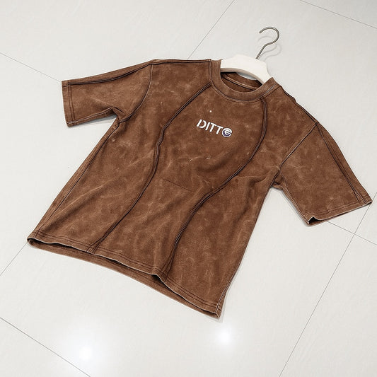ACID WASH CUT & SEW - BROWN